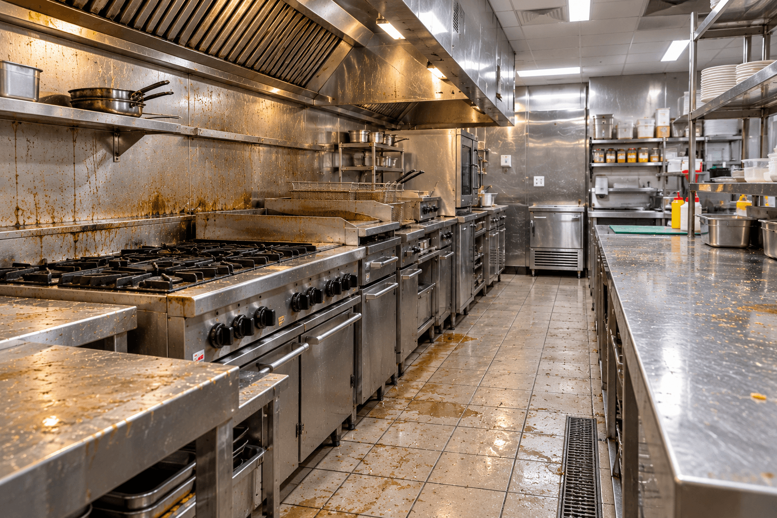 Greasy Commercial Kitchen Before Cleaning