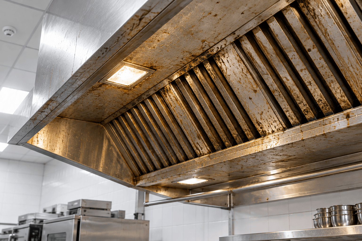 Grimy Commercial Kitchen Exhaust Hood