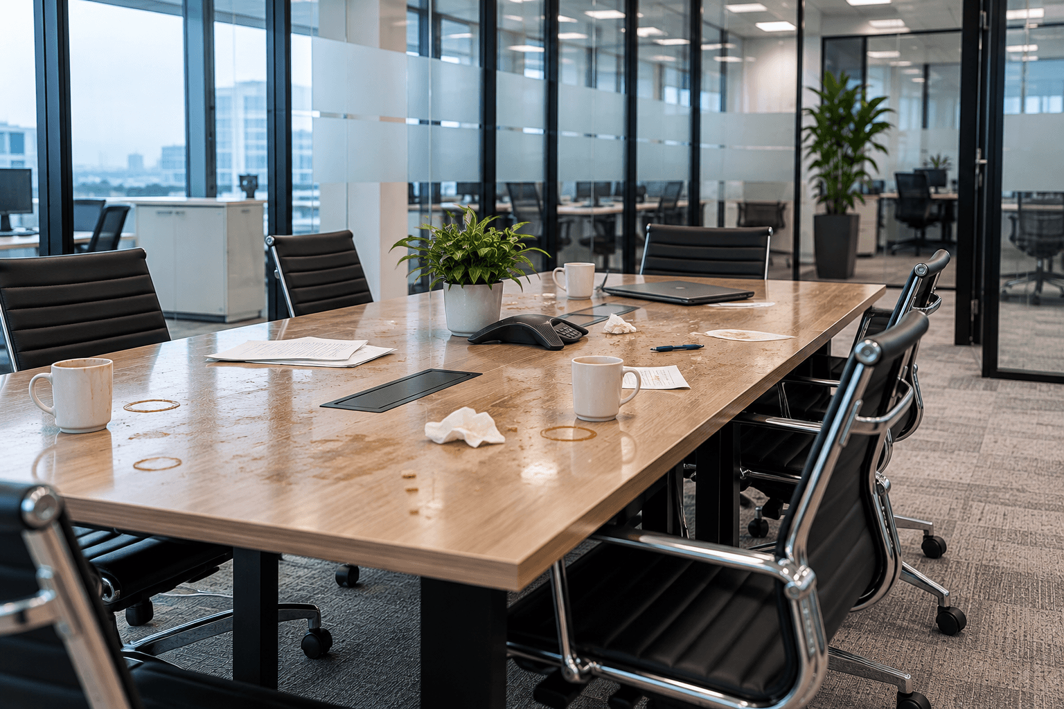 Messy Modern Office Meeting Room