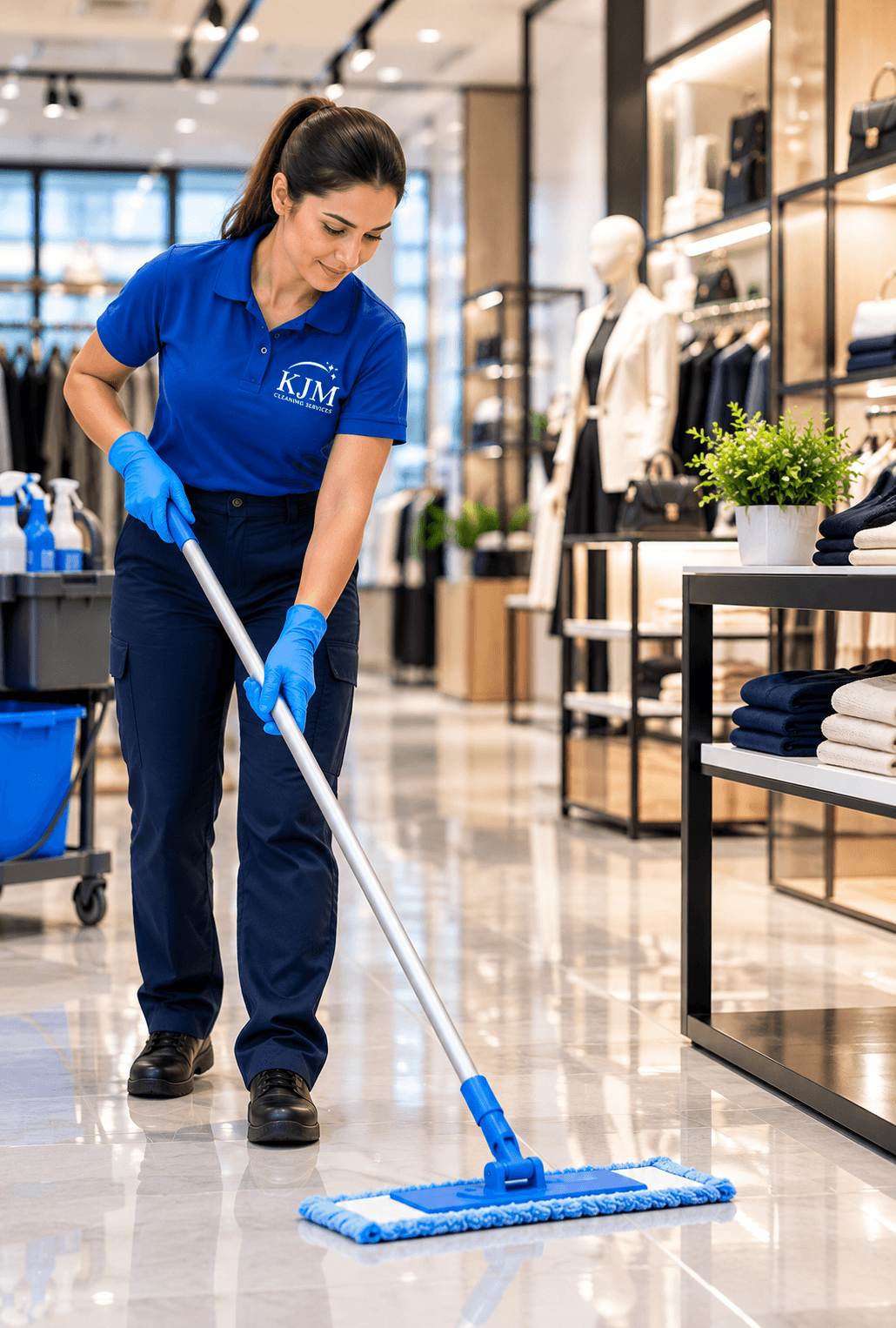 Professional Cleaner in Modern Boutique