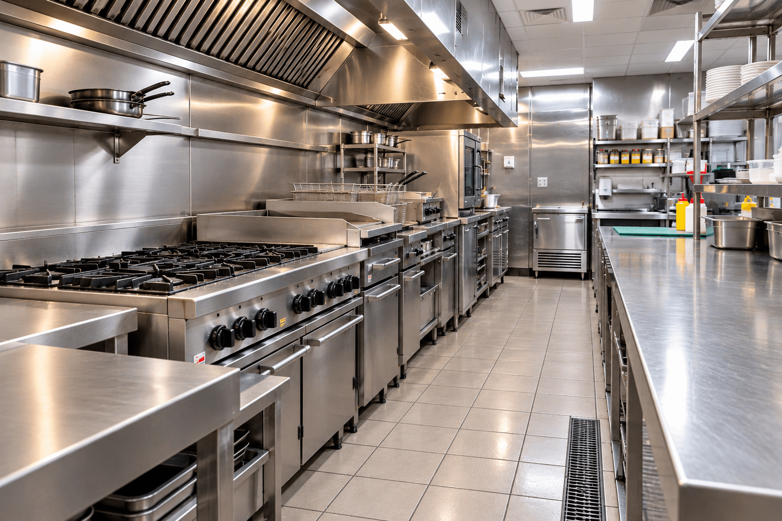Spotless Stainless-Steel Commercial Kitchen