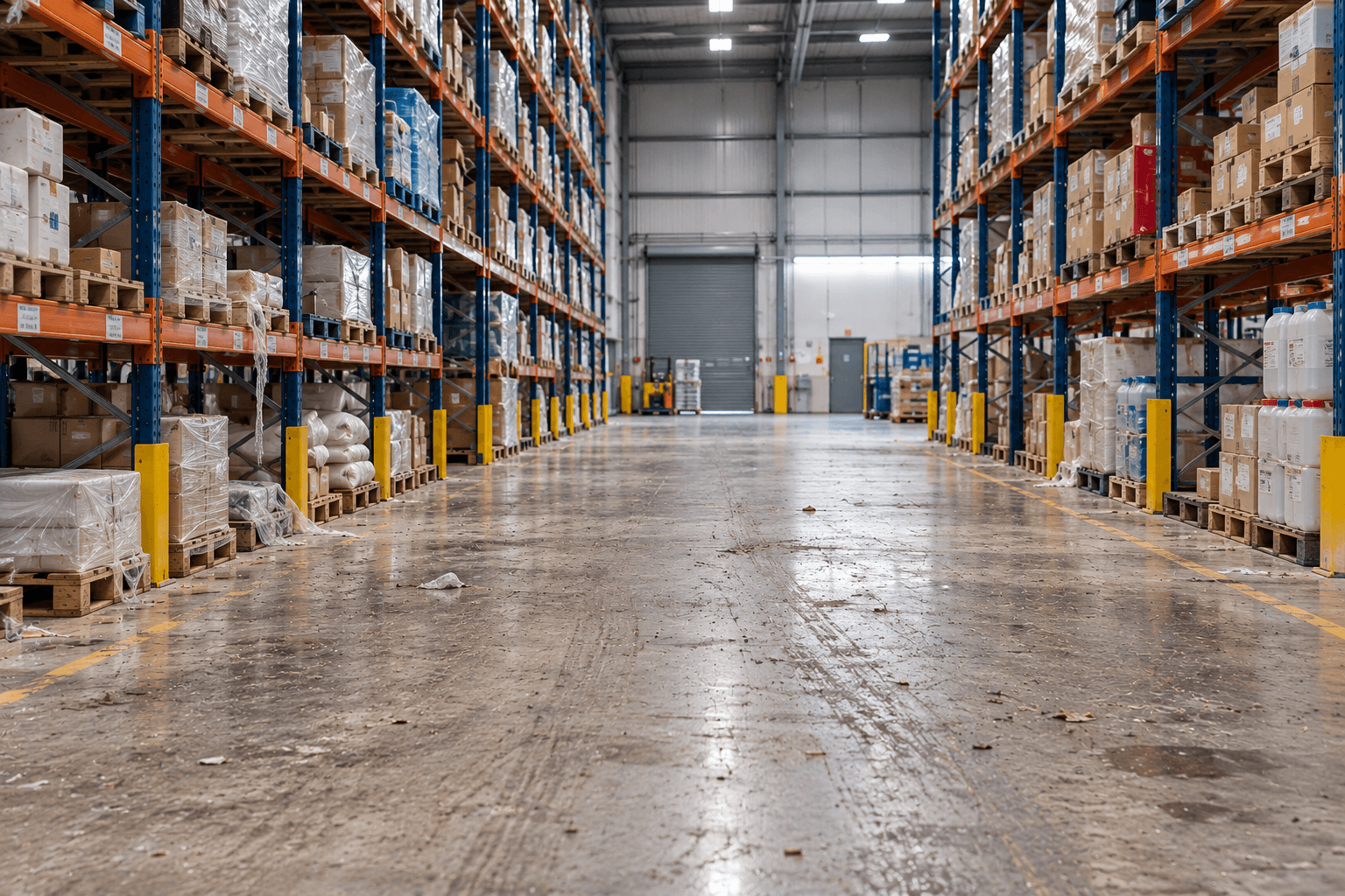 Untidy Warehouse Aisle Before Cleaning
